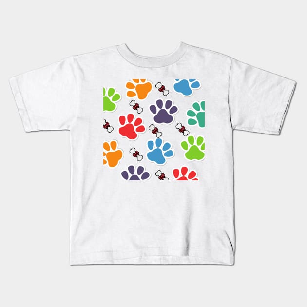 Dog paw with bone pattern Kids T-Shirt by Murray Clothing